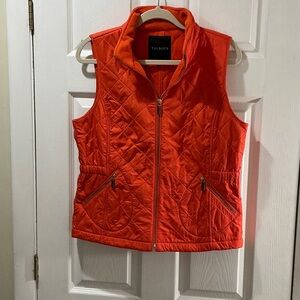 Talbots Quilted Vest in Vibrant Orange Size Medium With Pockets